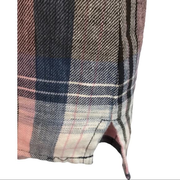 Cloth & Stone Plaid One Shoulder Linen Top Sz Small - Picture 5 of 5